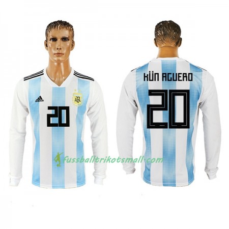 Fußballtrikots Argentinien Kun Aguero 20 WM 2018 Langarm Heimtrikotsatz kaufen